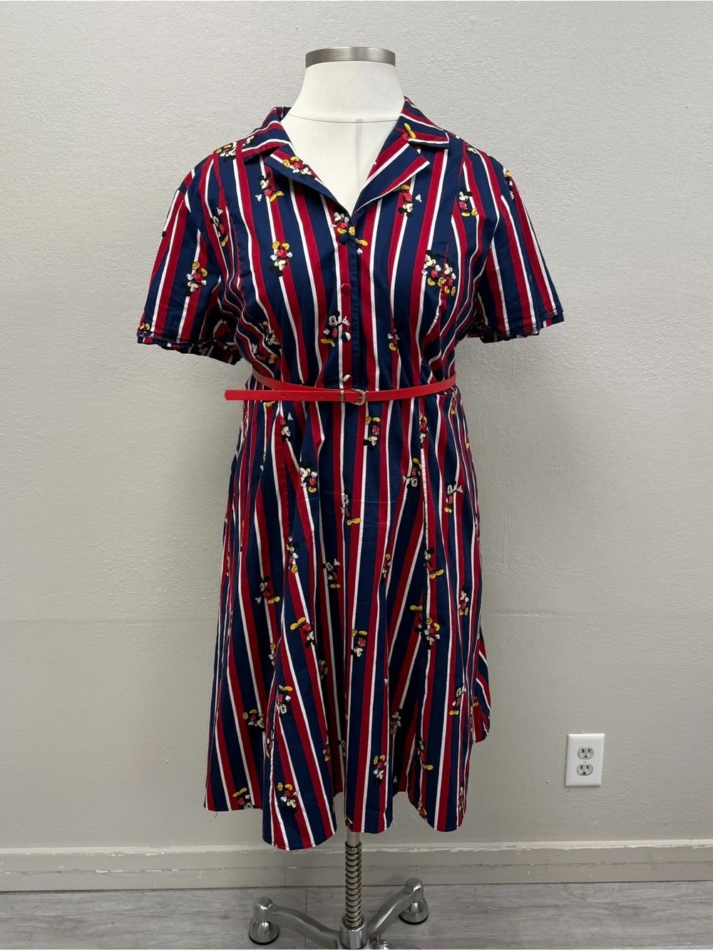 Torrid Disney Red & Blue Mickey Mouse Retro Belted Swing Dress - Size 24